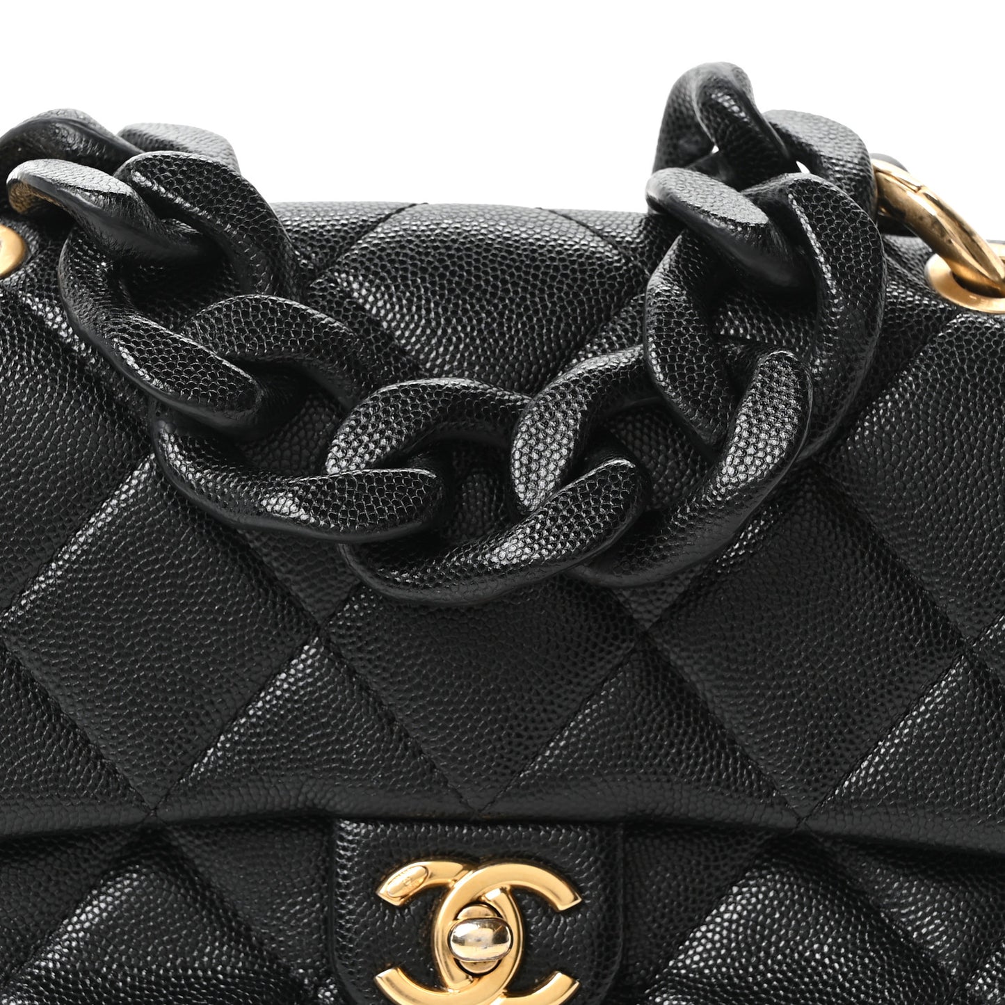Caviar Quilted Funky Match Mini Flap Black
