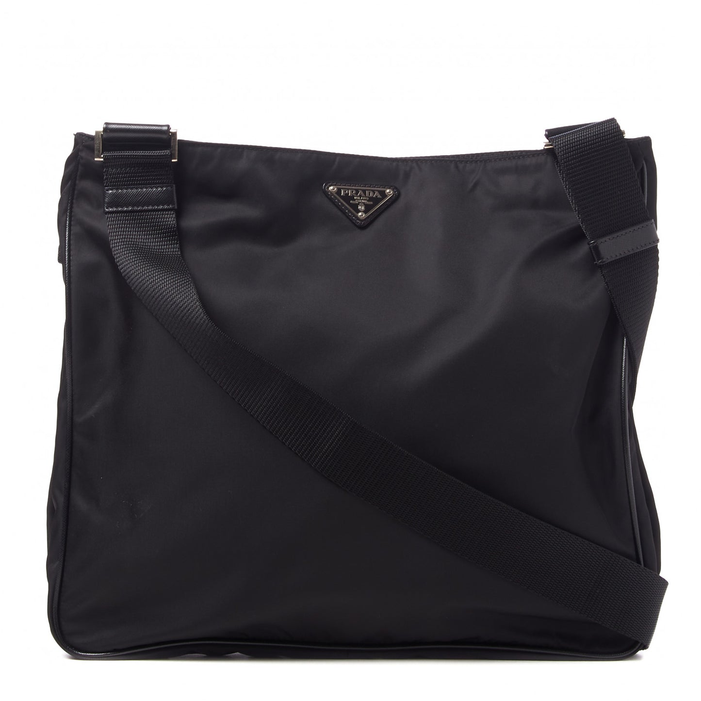 Tessuto Nylon Saffiano Messenger Bag Black