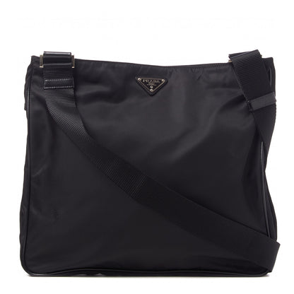 Prada Tessuto Nylon Saffiano Messenger Bag Black 1 of 8