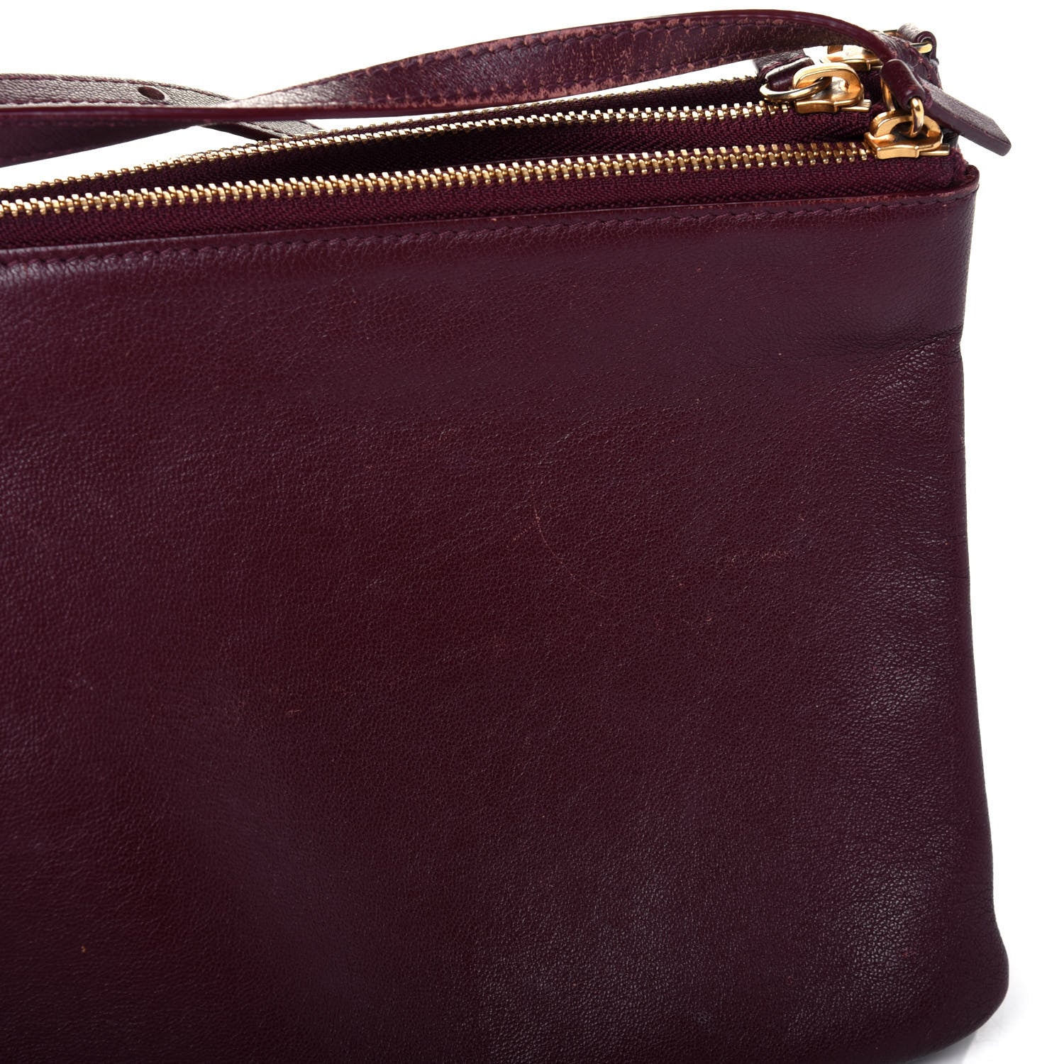 Celine Lambskin Large Trio Crossbody Bag Burgundy 17 of 21