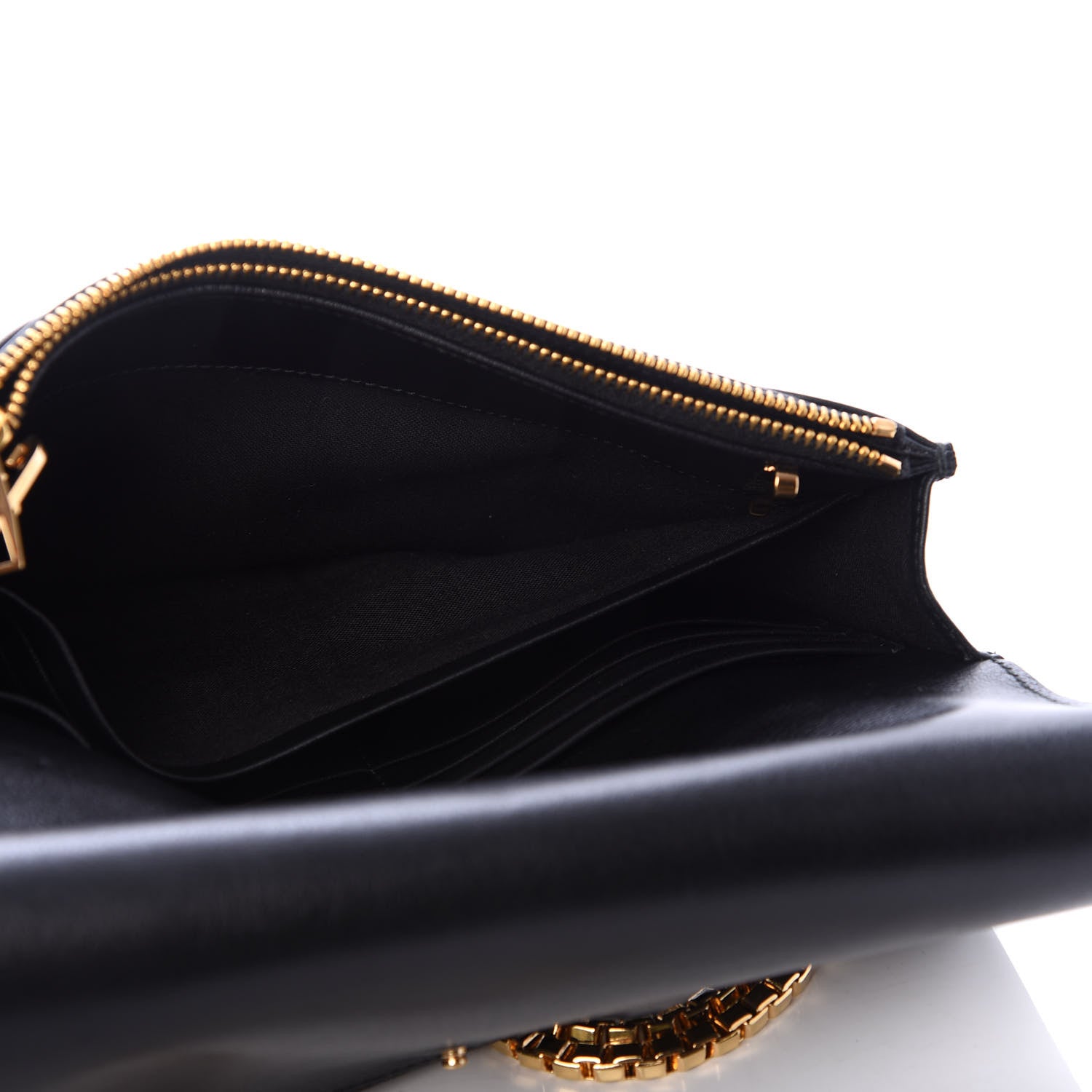 Balenciaga Veau Amp Plate Gold Chain Wallet Black 4 of 9