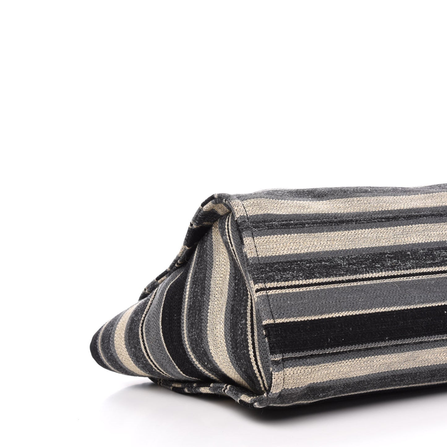 Striped Canvas Medium Deauville Tote Black