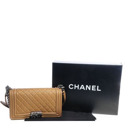 Chanel Metallic Calfskin Quilted Medium Boy Flap Dark Gold 5 of 9