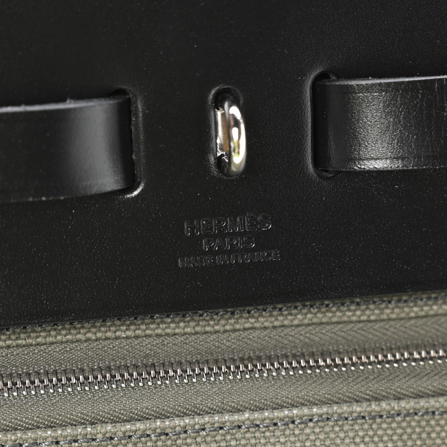 Hermes Military Toile Vache Hunter Herbag 39 Kaki Black 7 of 11