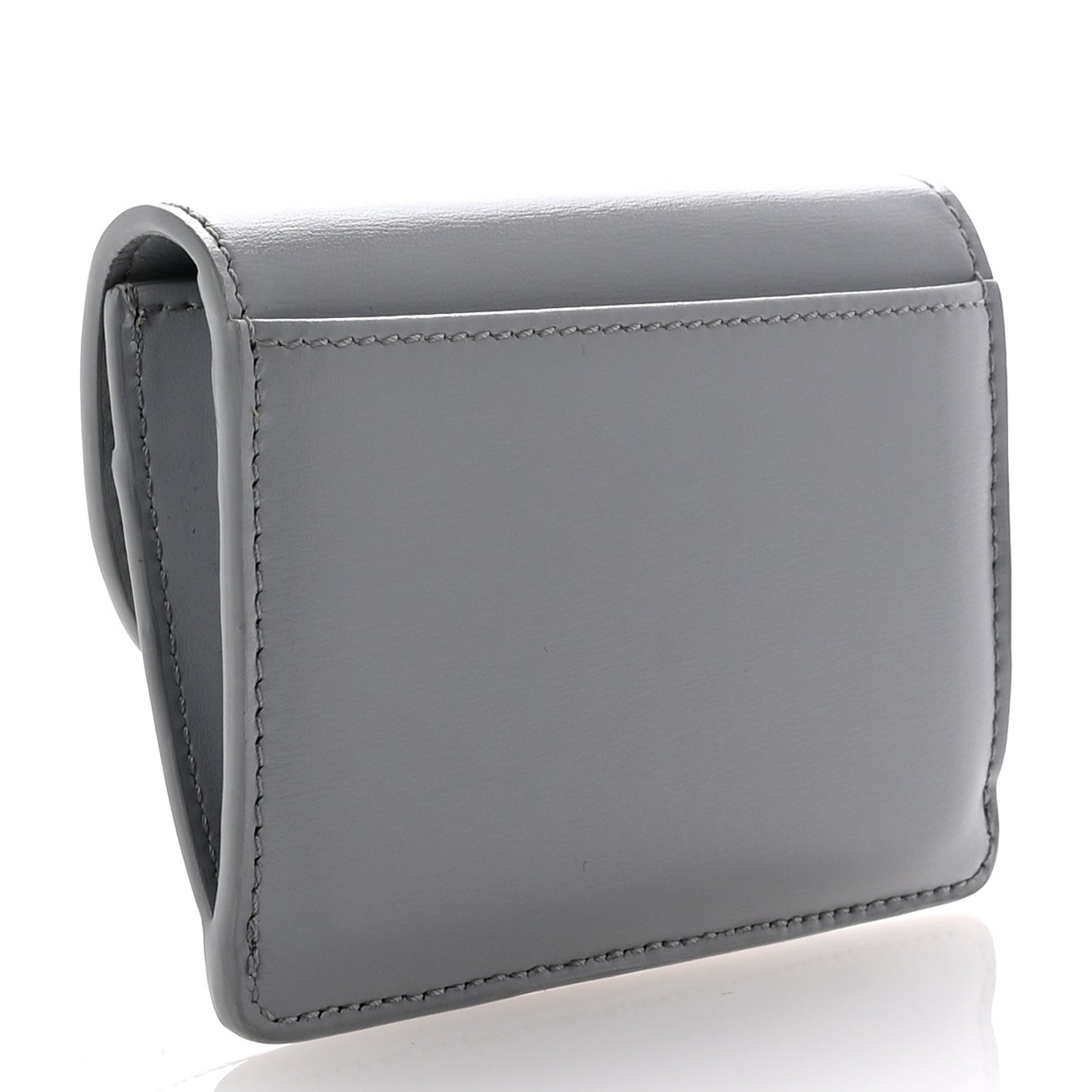 Shiny Calfskin Triomphe Flap Card Holder Pearl Blue