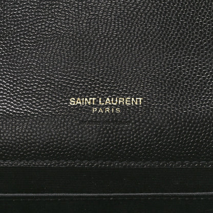 Saint Laurent Grain De Poudre Matelasse Chevron Monogram Envelope Clutch Black 5 of 10