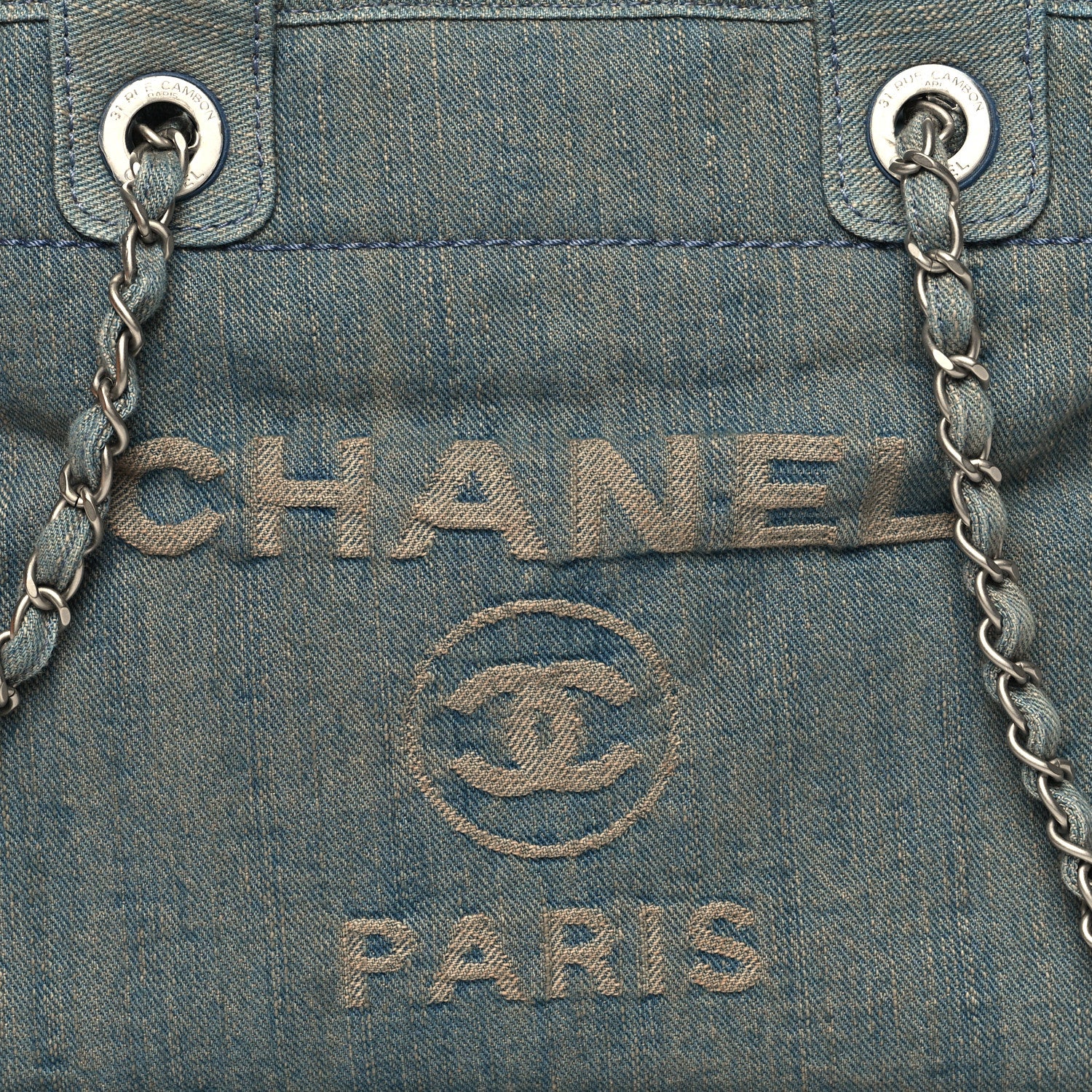 Chanel Denim Small Deauville Tote Light Blue 10 of 15
