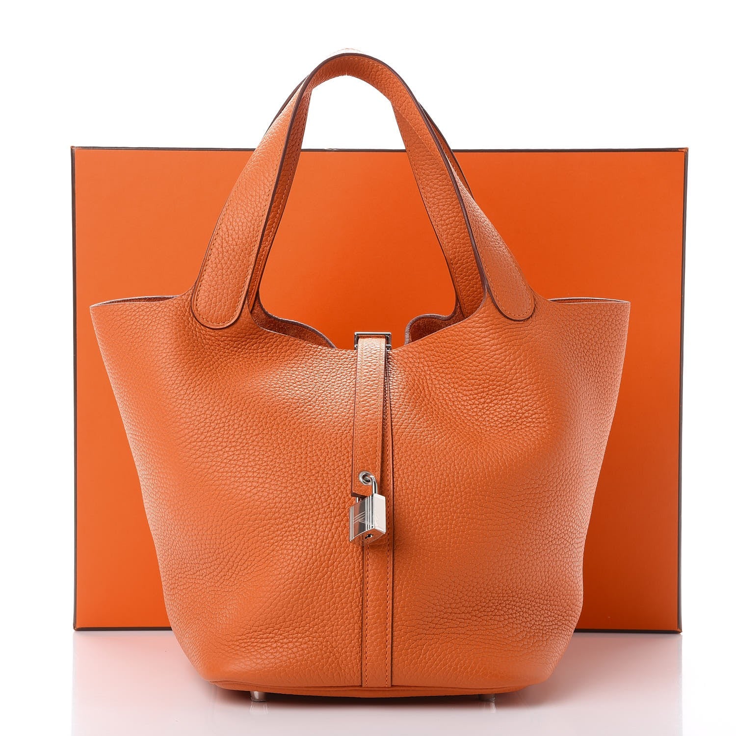 Hermes Taurillon Clemence Picotin Lock 22 MM Orange 8 of 8