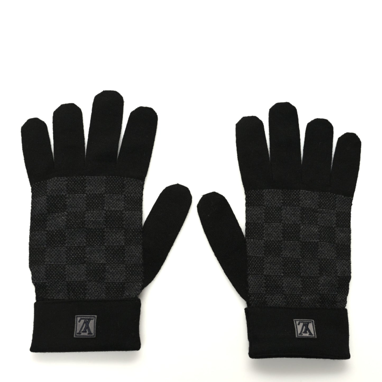 Wool Petit Damier Gloves Black