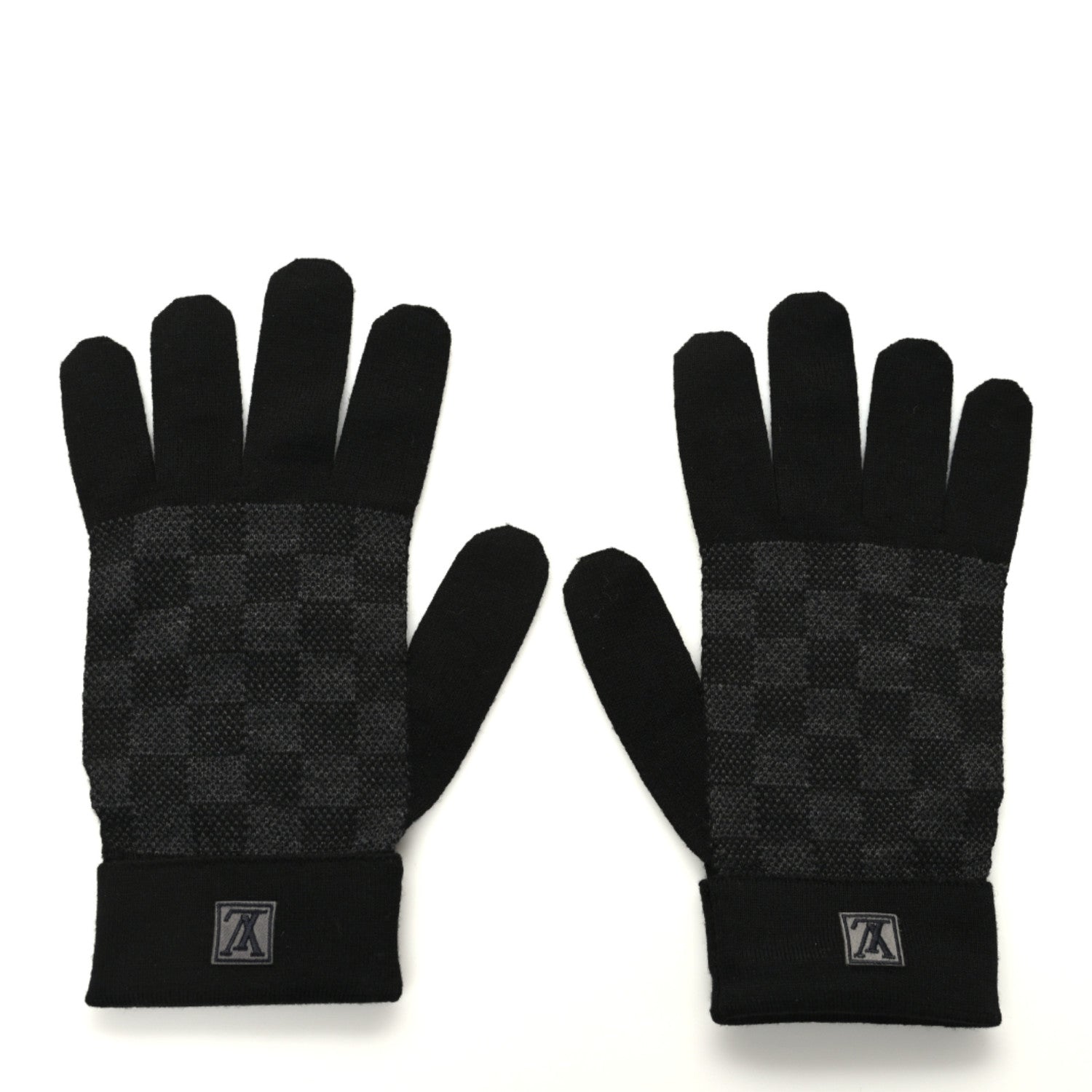 Louis Vuitton Wool Petit Damier Gloves Black 1 of 3