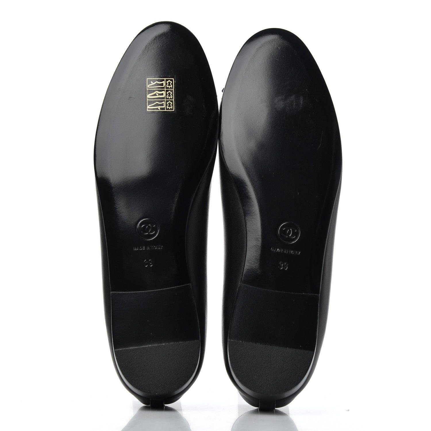 Chanel Lambskin Patent Calfskin CC Cap Toe Ballerina Flats 39 Black 5 of 16
