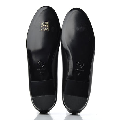 Chanel Lambskin Patent Calfskin CC Cap Toe Ballerina Flats 39 Black 5 of 16