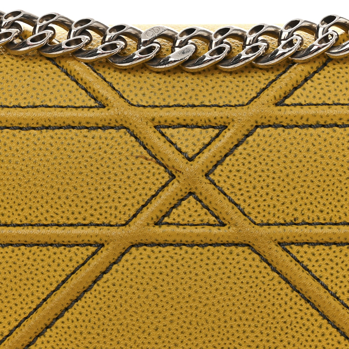 Grained Calfskin Medium Diorama Flap Bag Yellow