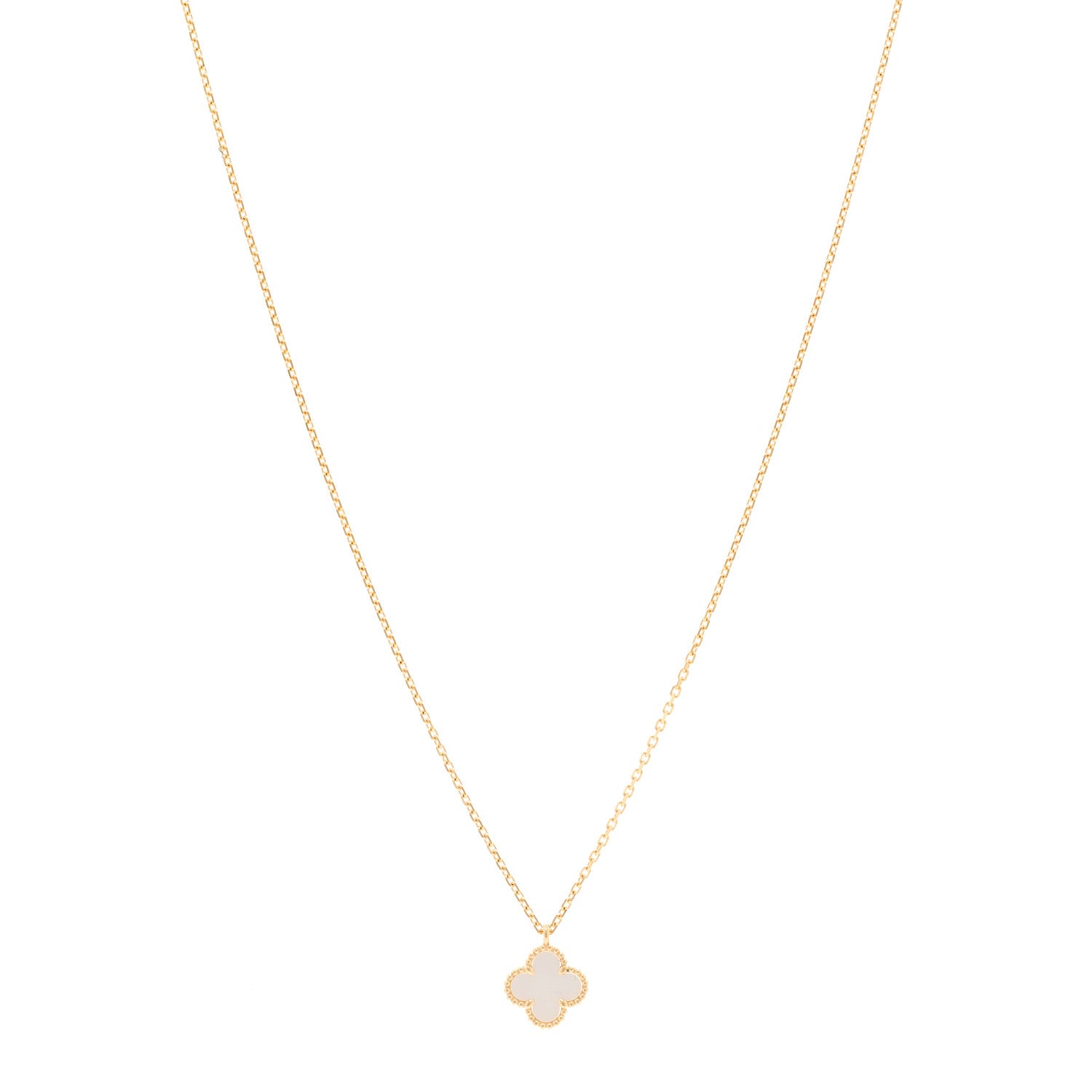 Van Cleef & Arpels 18K Yellow Gold Mother of Pearl Sweet Alhambra Pendant Necklace 1 of 5