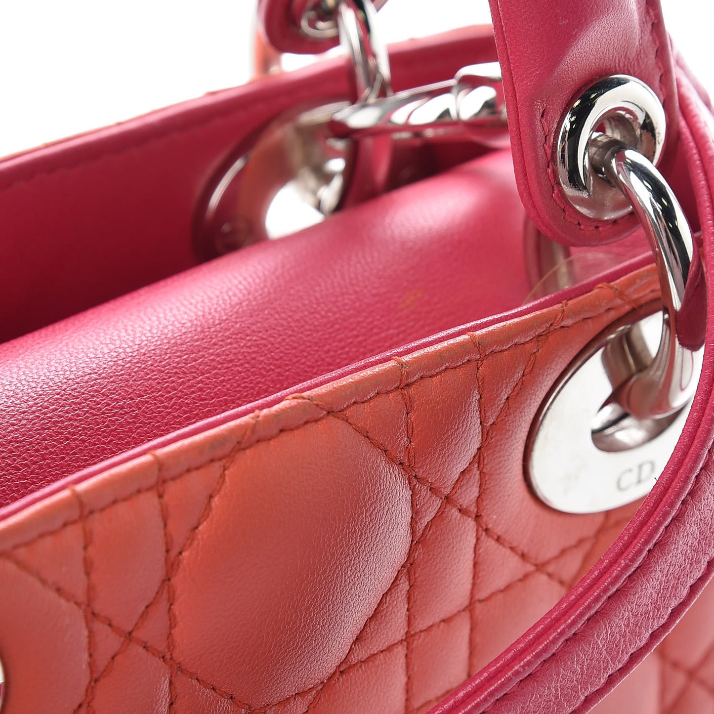 Lambskin Cannage Mini Tri-Color Lady Dior Pink