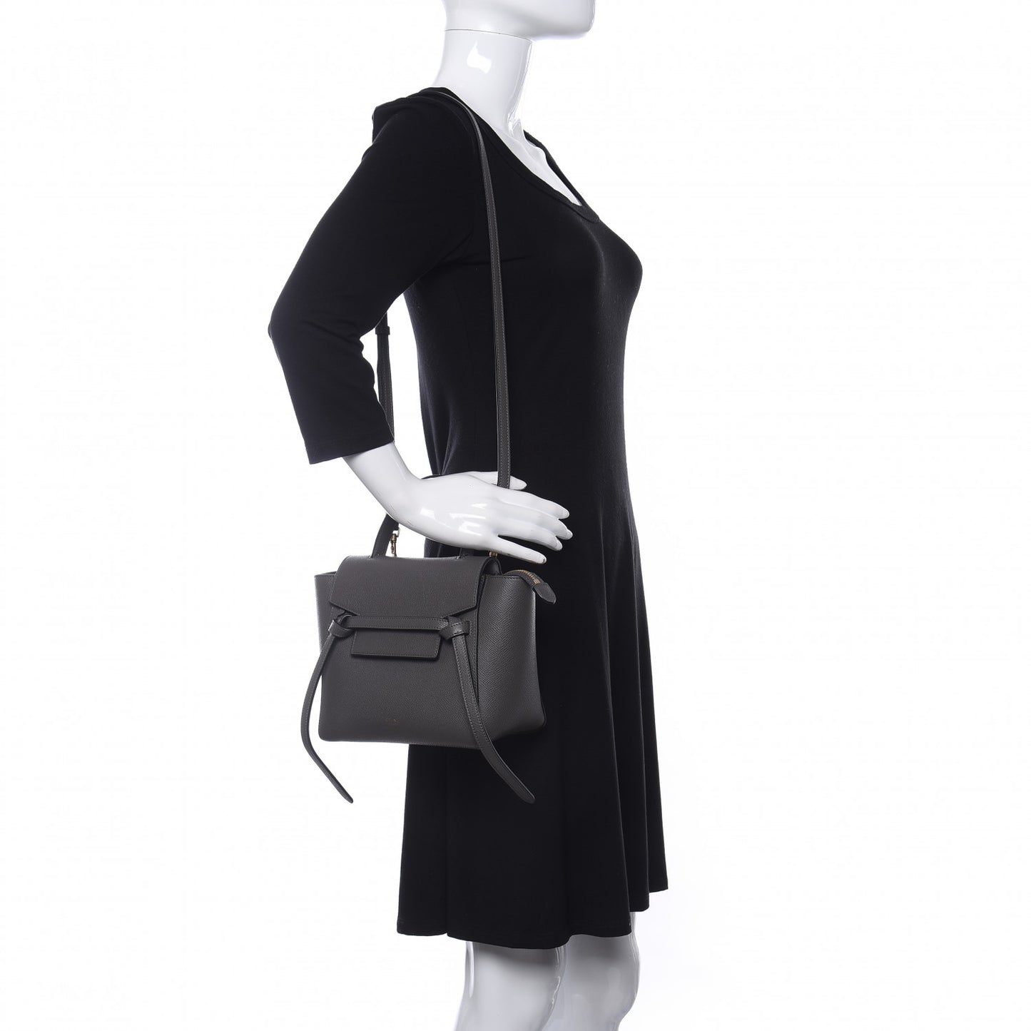 Grained Calfskin Nano Belt Bag Grey