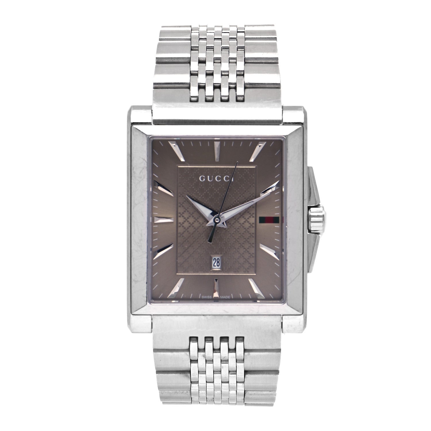 Gucci Stainless Steel 32mm G-Timeless Tank Quartz Watch Brown 1 of 5