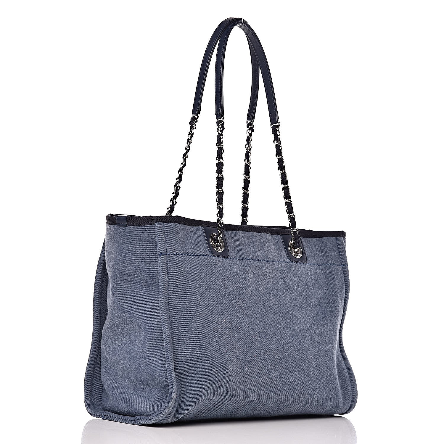 Chanel Canvas Sequin Small Deauville Tote Navy 3 of 9