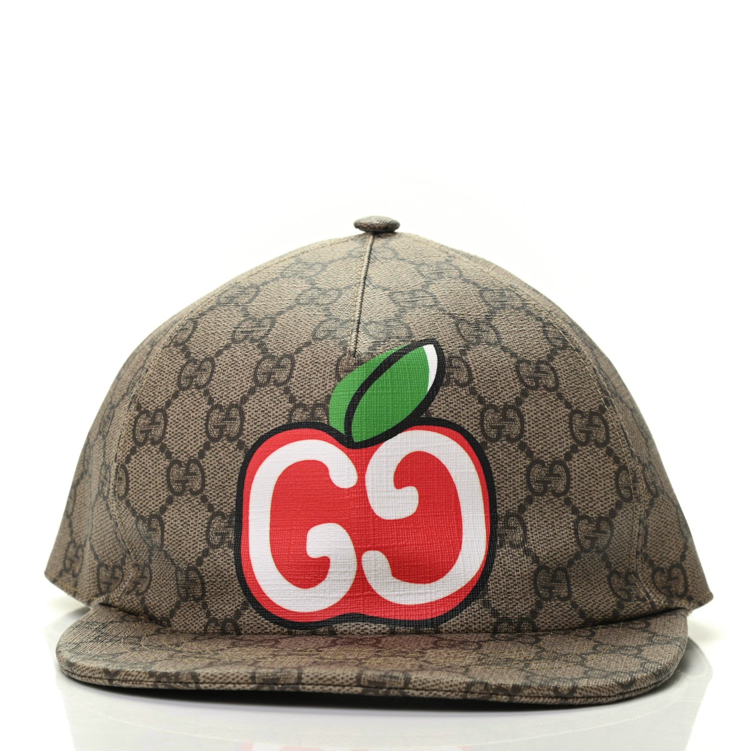Gucci GG Supreme Monogram Apple Print Baseball Hat M Beige Red 3 of 8