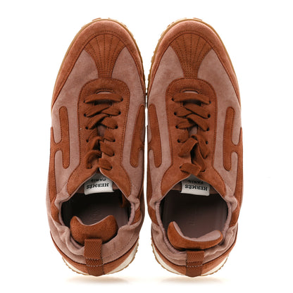 Hermes Suede Goatskin Jet Sneakers 38.5 Rose Antique Rouge Sepia 2 of 9