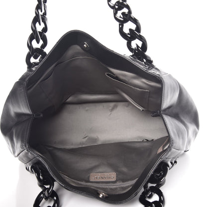 Chanel Calfskin Modern Chain Rhodoid East West Tote Black 5 of 9