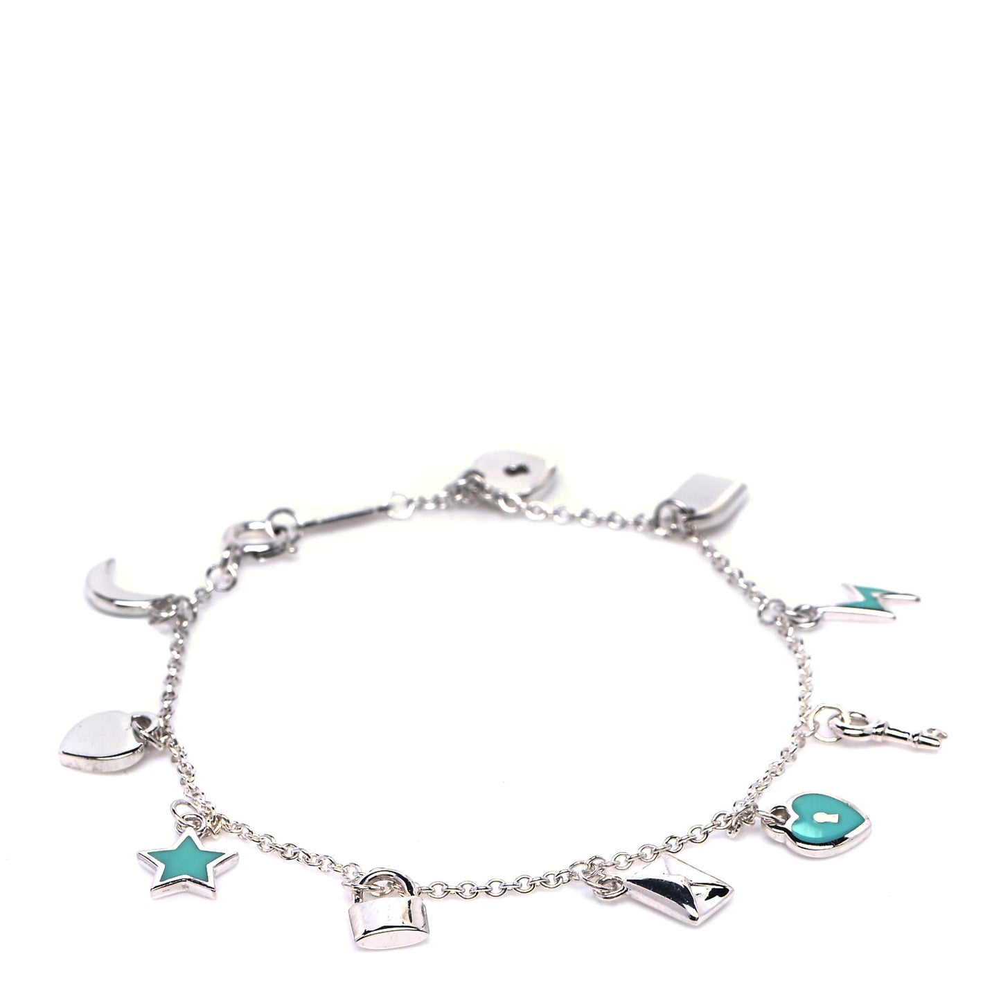 Sterling Silver Enamel Love Notes Charm Bracelet Blue