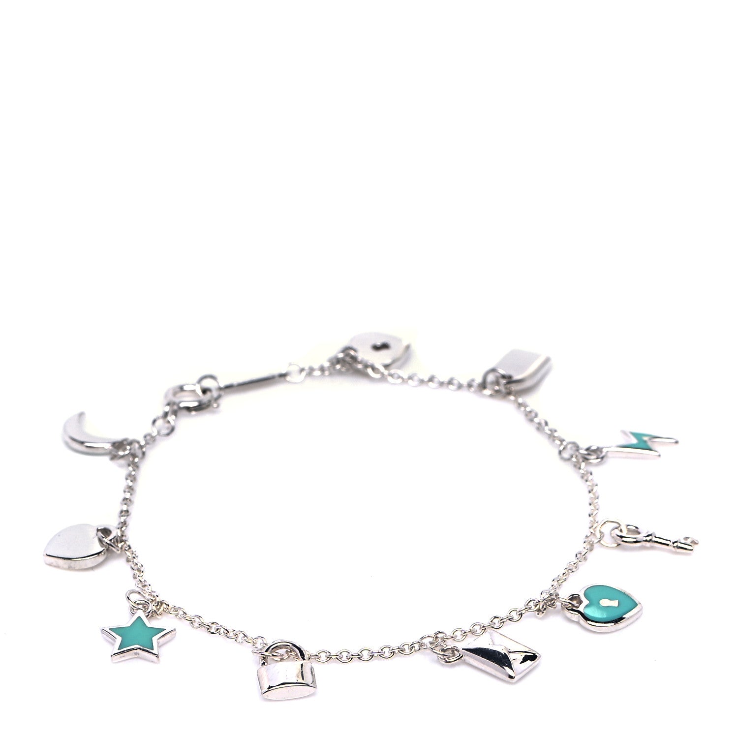 Tiffany Sterling Silver Enamel Love Notes Charm Bracelet Blue 1 of 6