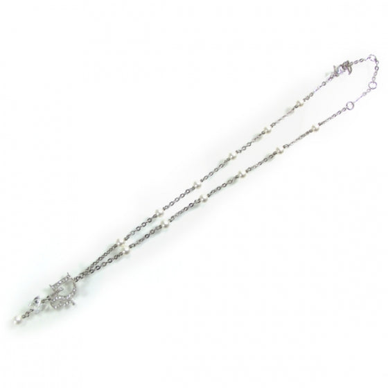 Pearl Crystal Necklace Silver