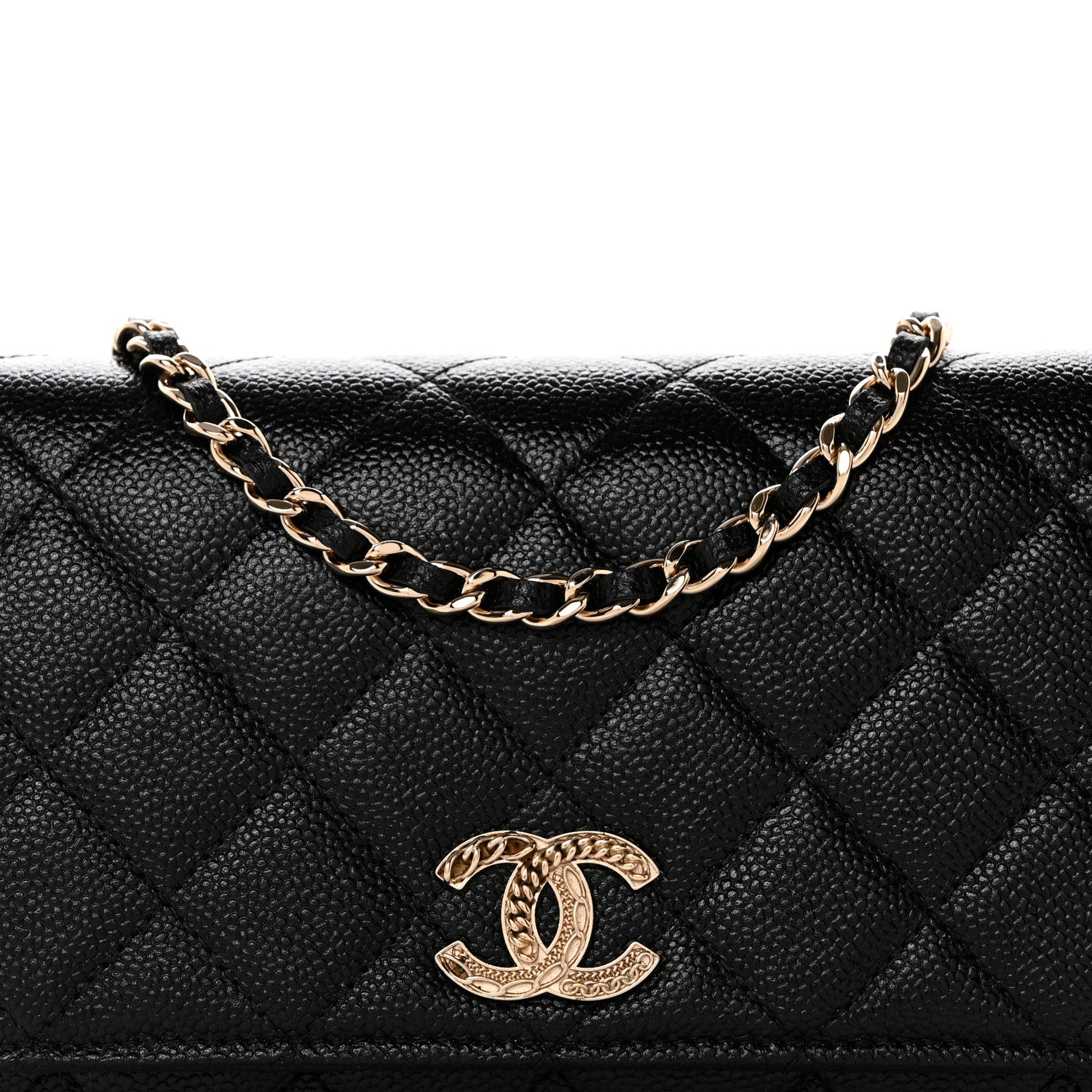 Chanel Caviar Quilted Chain CC Wallet On Chain WOC Black 9 of 11