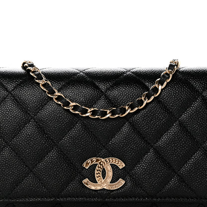 Chanel Caviar Quilted Chain CC Wallet On Chain WOC Black 9 of 11