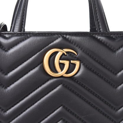 Gucci Calfskin Matelasse Small GG Marmont Tote Black 9 of 11