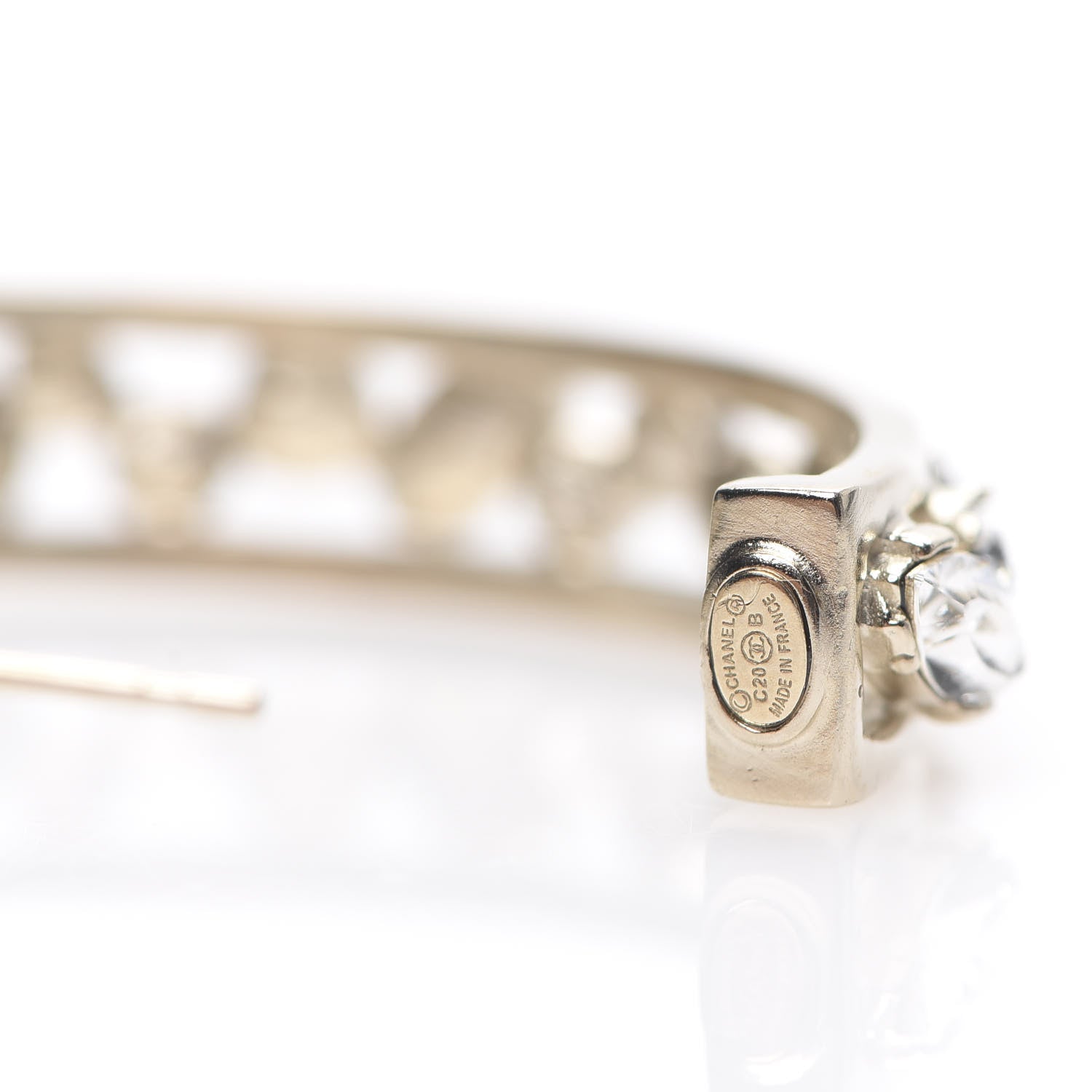 Chanel Marquise Crystal CC Hoop Earrings Gold 4 of 4