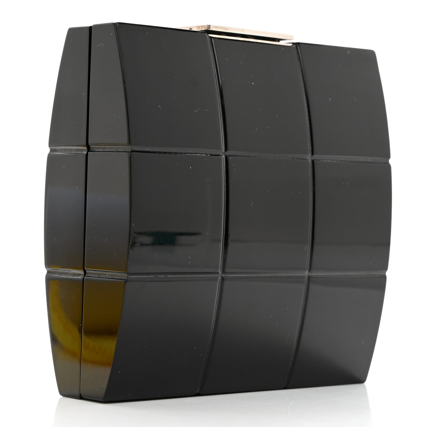 Plexiglass Minaudiere Wristlet Clutch Black