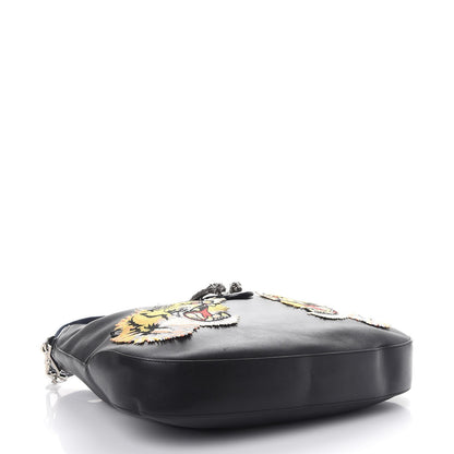 Gucci Calfskin Web Tiger Embroidered Large Dionysus Hobo Black 5 of 10