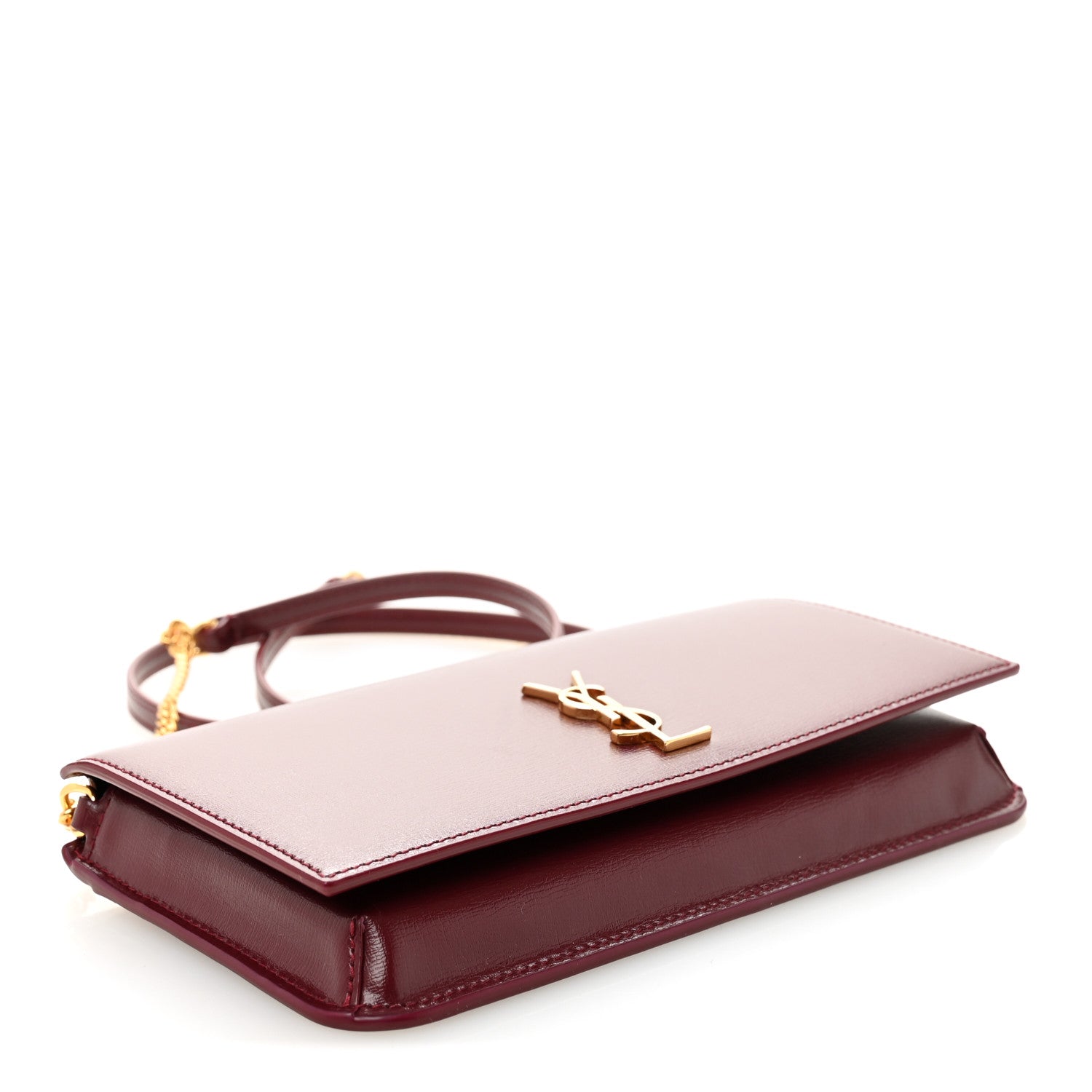 Saint Laurent Smooth Calfskin Monogram Phone Holder Crossbody New Dark Bordeaux 4 of 10
