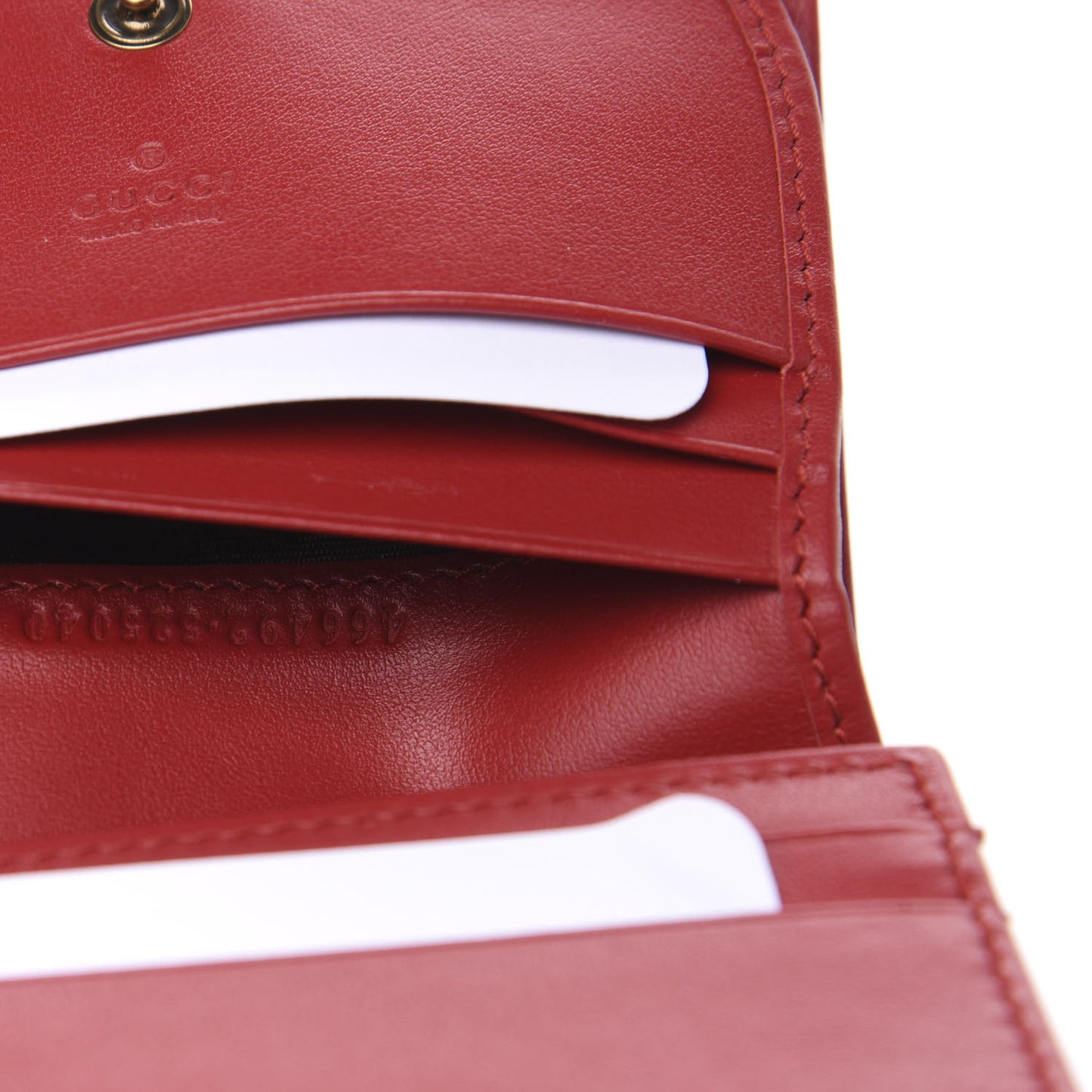 Calfskin Matelasse GG Marmont Card Case Wallet Hibiscus Red