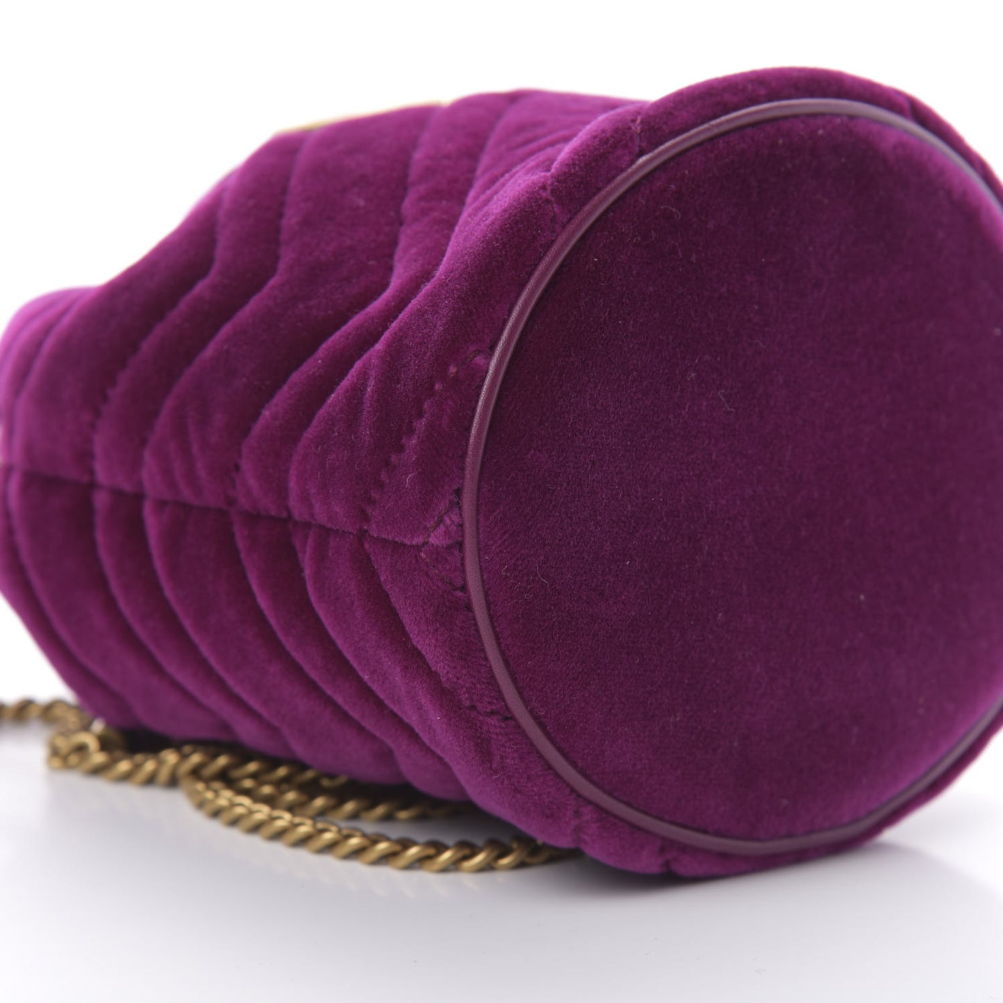 Velvet Matelasse Mini GG Marmont 2.0 Bucket Bag Fuchsia Violet Cyclamen