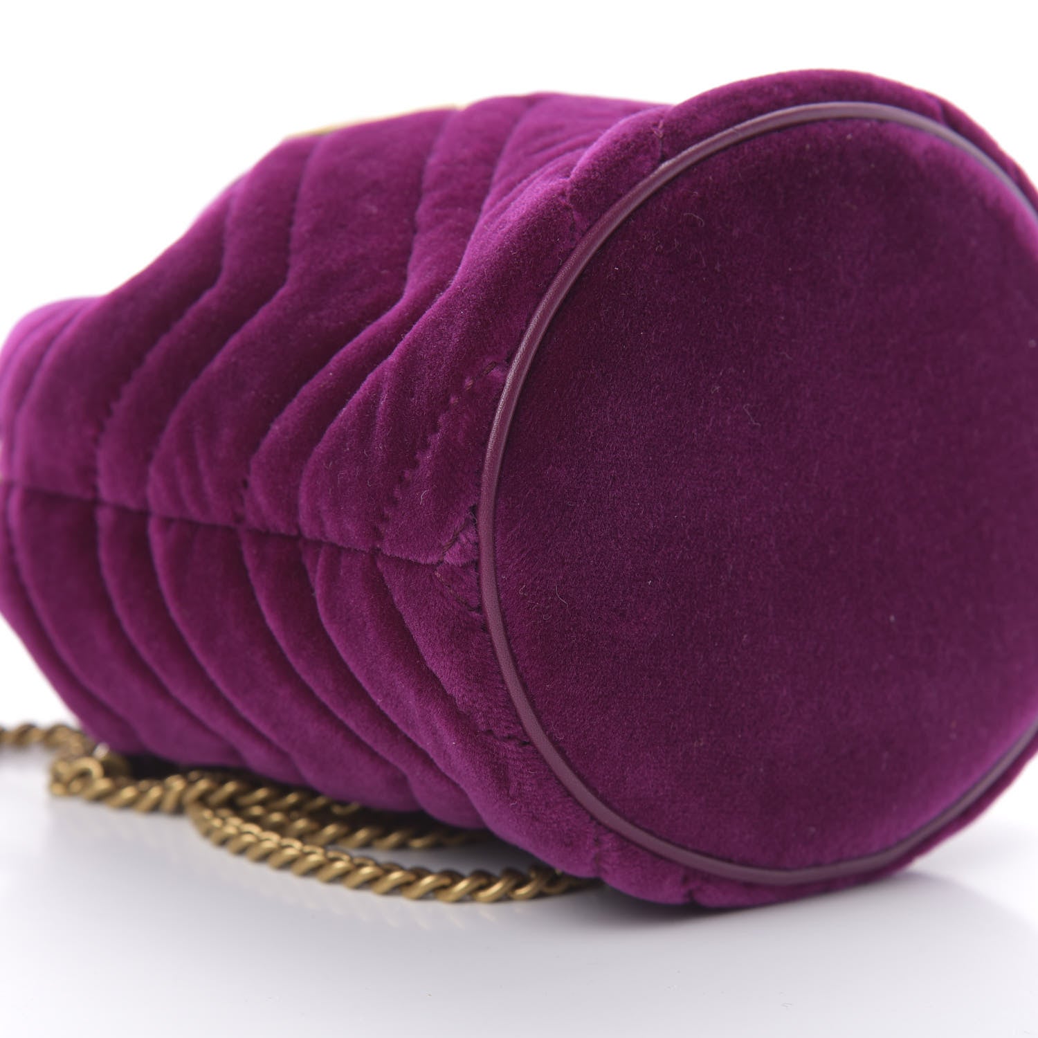 Gucci Velvet Matelasse Mini GG Marmont 2.0 Bucket Bag Fuchsia Violet Cyclamen 9 of 10
