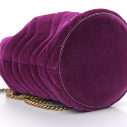 Gucci Velvet Matelasse Mini GG Marmont 2.0 Bucket Bag Fuchsia Violet Cyclamen 9 of 10