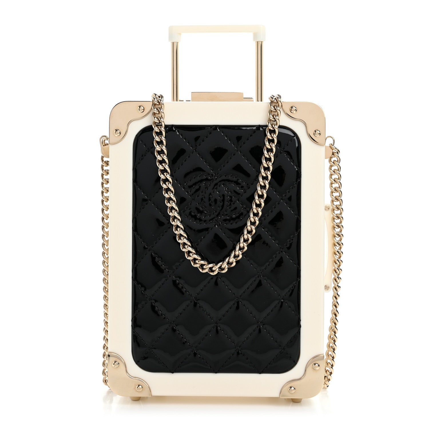 Chanel Plexiglass Patent Evening In The Air Mini Trolley Minaudiere Clutch Black White 1 of 12