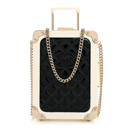 Chanel Plexiglass Patent Evening In The Air Mini Trolley Minaudiere Clutch Black White 1 of 12