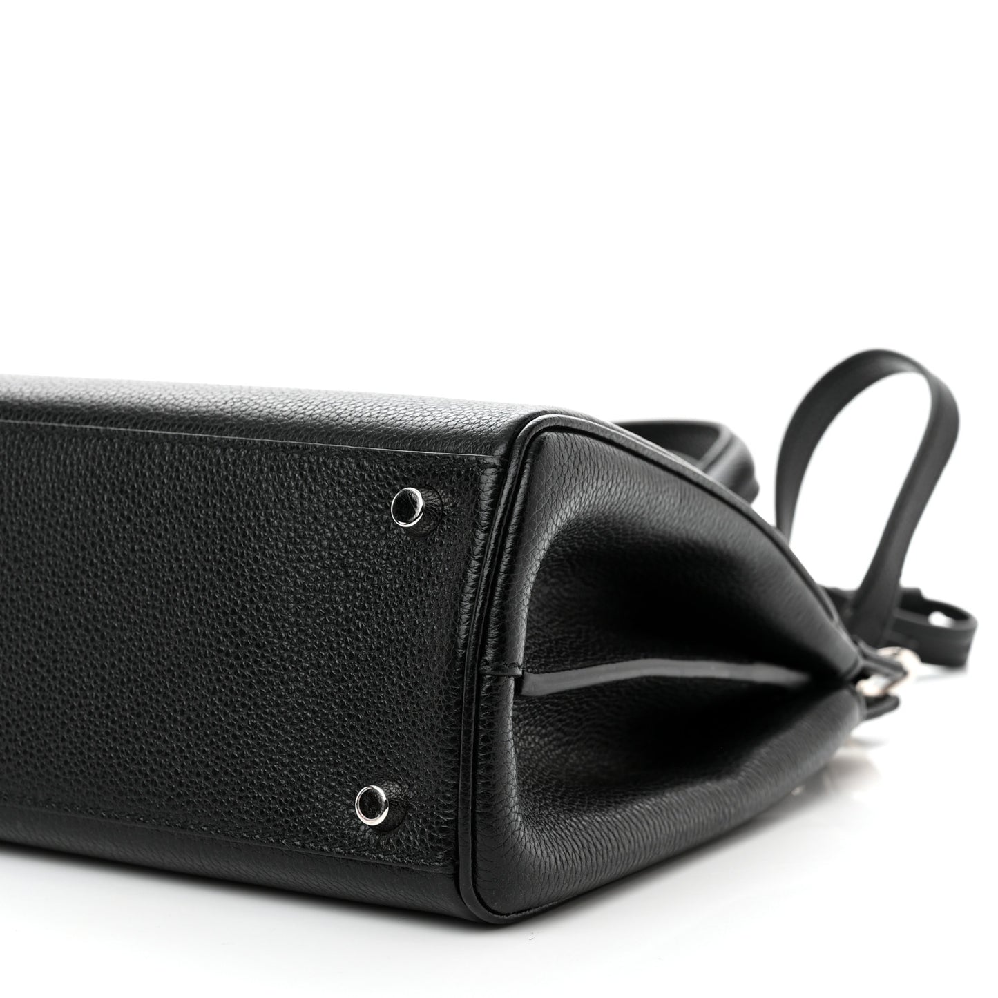 Grainy Calfskin Small Zumi Top Handle Bag Black