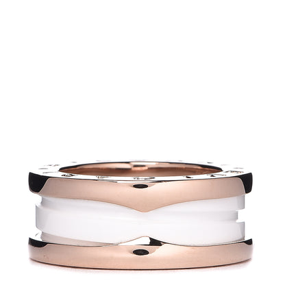 Bulgari 18K Rose Gold White Ceramic B.Zero1 Two-Band Ring 47 4 1 of 6