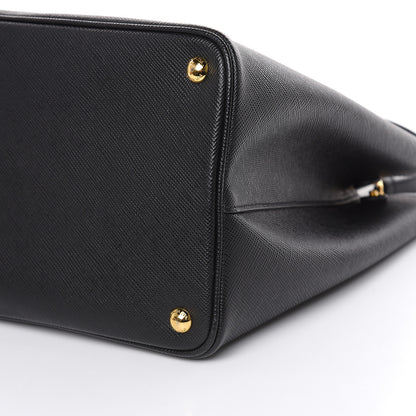Prada Saffiano Cuir Large Double Bag Black Fuoco 8 of 11