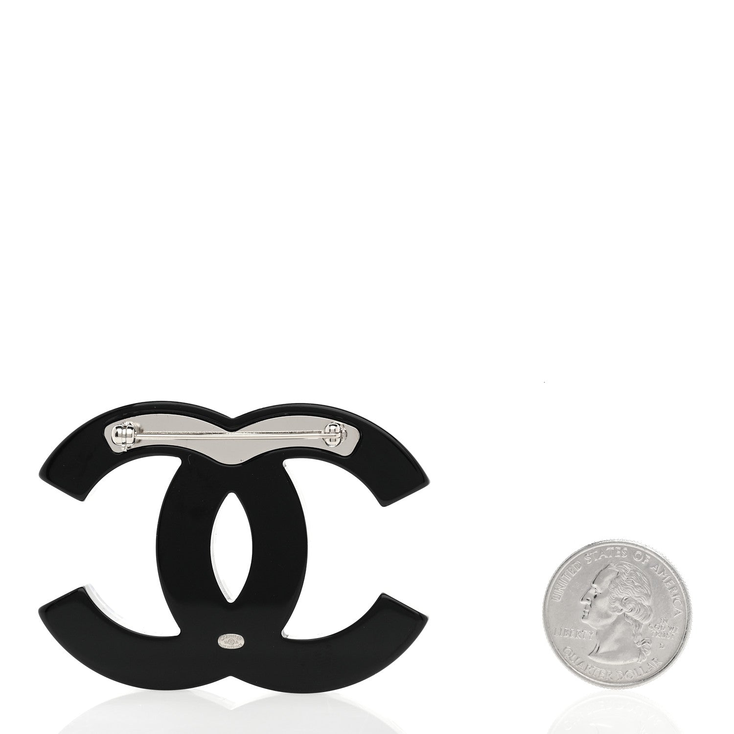 Chanel Resin Metal CC Brooch Blue Black 2 of 4
