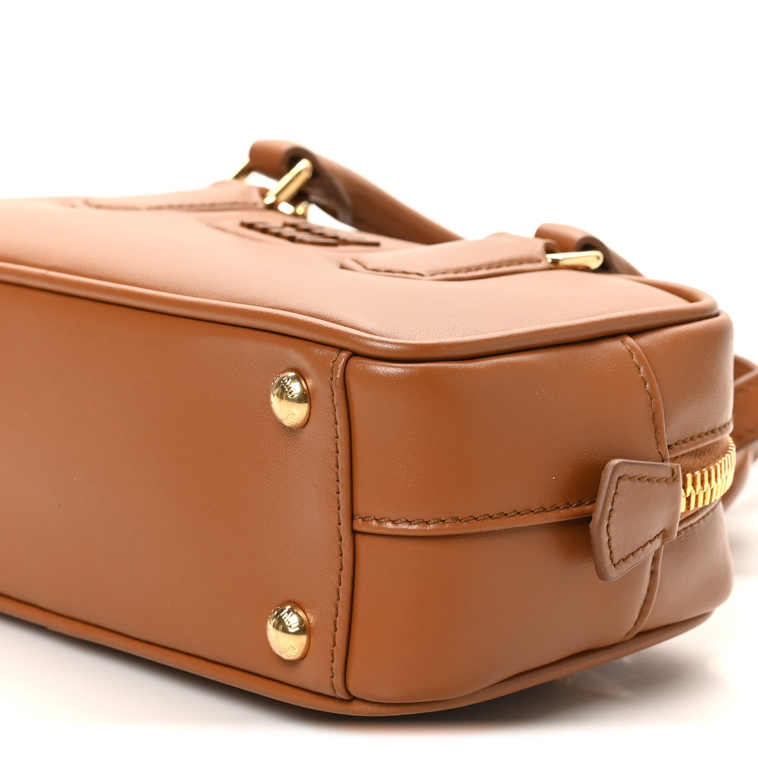 Miu Miu Calfskin Regular Arcadie Top Handle Bag Cognac 9 of 9