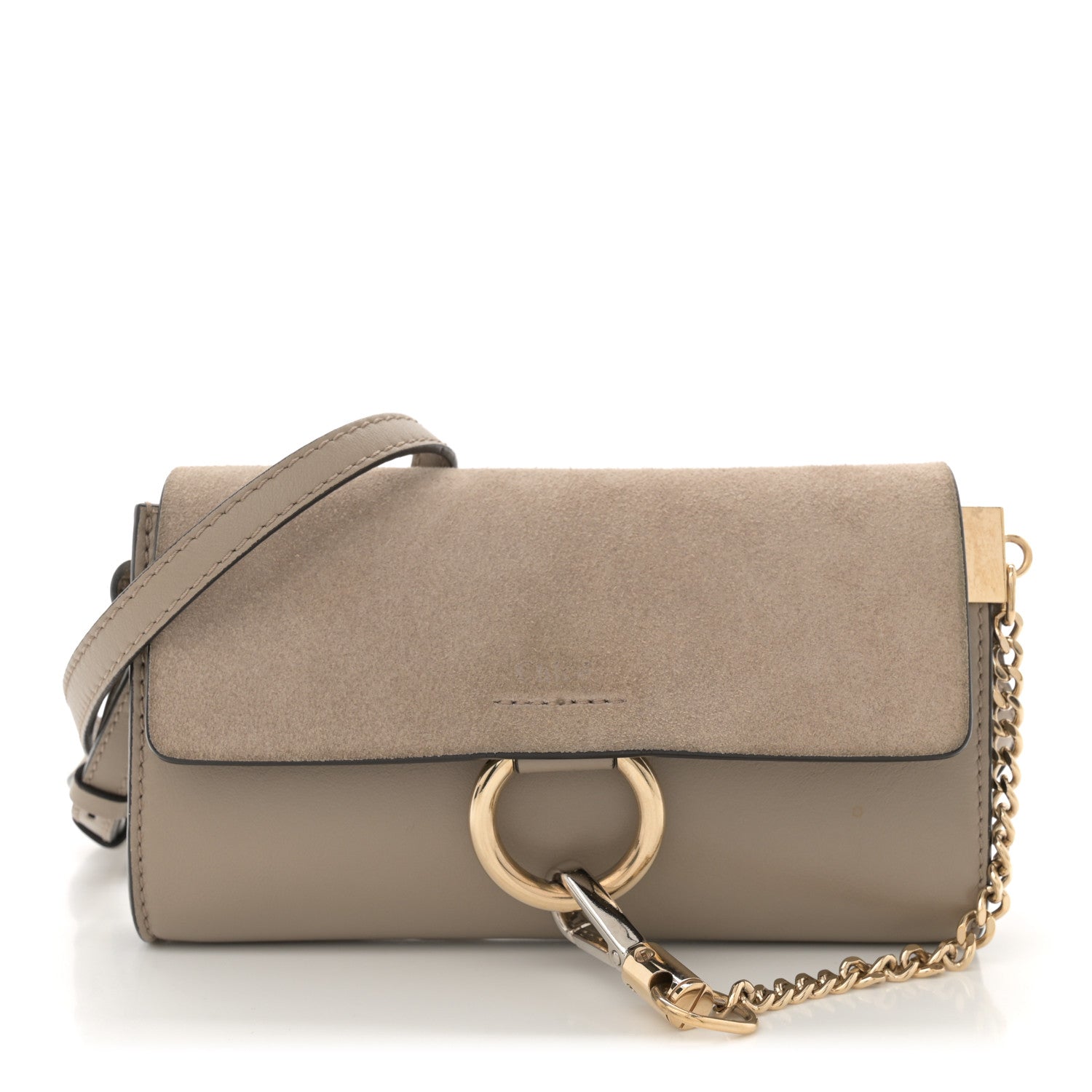 Chloe Suede Calfskin Mini Faye Shoulder Bag Motty Grey 1 of 11