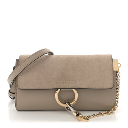 Chloe Suede Calfskin Mini Faye Shoulder Bag Motty Grey 1 of 11