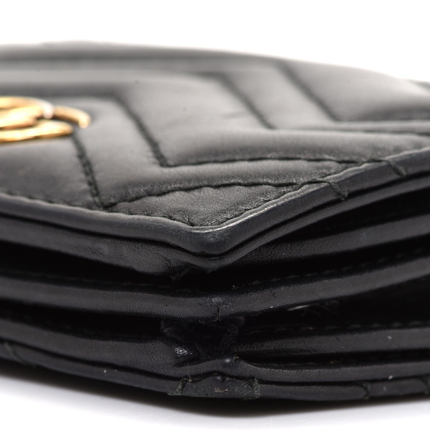 Calfskin Matelasse GG Marmont Card Case Wallet Black