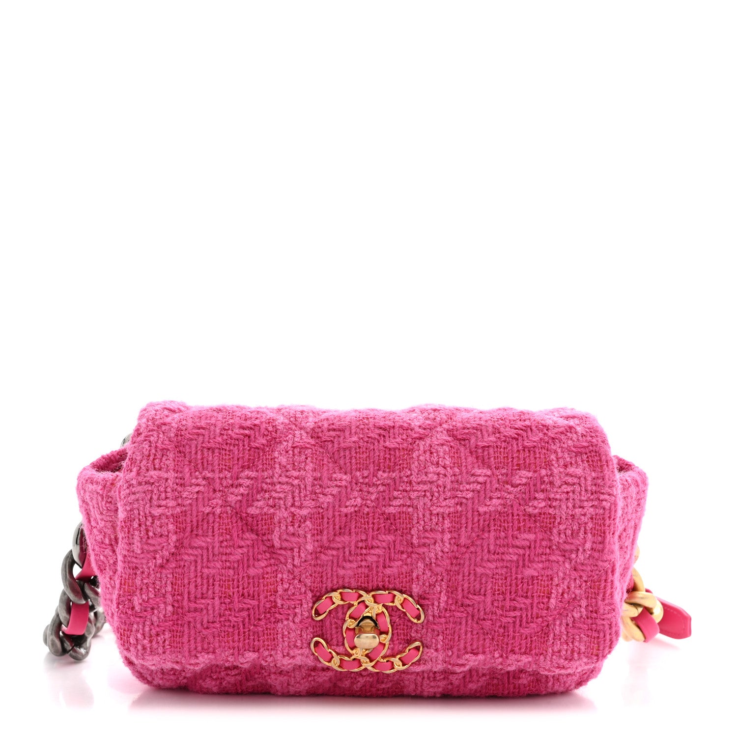 Chanel Tweed Quilted Chanel 19 Waist Bag Pink 1 of 9